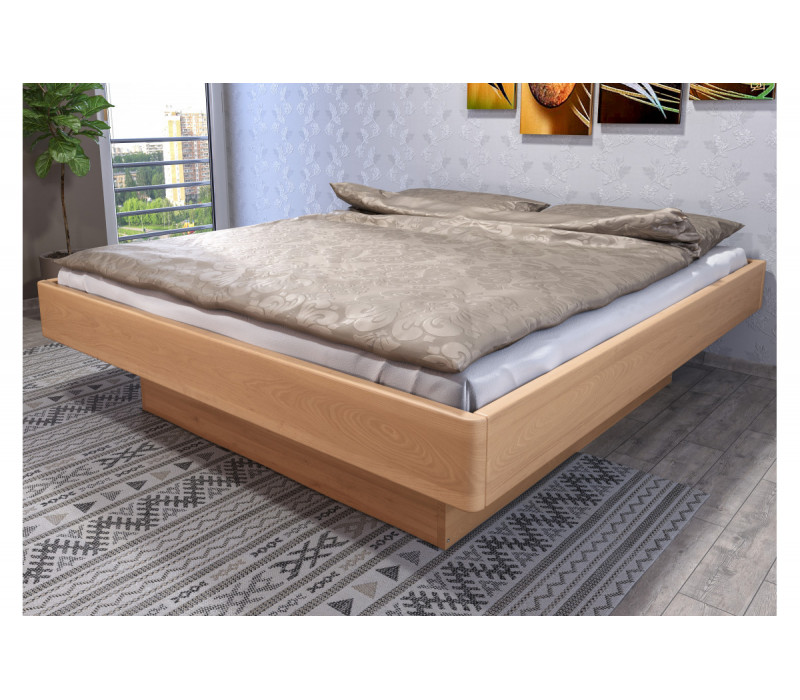 Buková posteľ Pegas s nízkym čelom a úložným priestorom