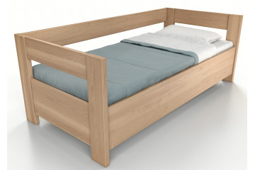 Buková posteľ Ela s opierkou a úložným priestorom 