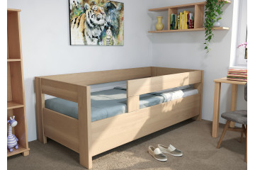Buková posteľ Ela s dvoma opierkami a úložným priestorom 