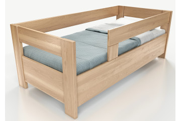 Buková posteľ Ela s dvoma opierkami a úložným priestorom 