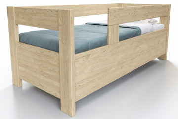 Jaseňová posteľ Ela s dvoma opierkami a úložným priestorom 