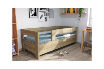 Dubová posteľ Ela s dvoma opierkami a úložným priestorom 