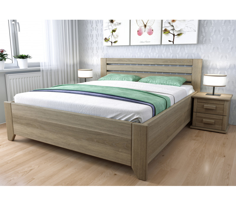 Dubová posteľ Vanda s úložným priestorom 